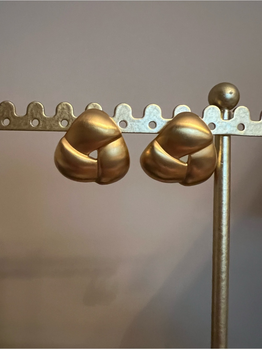 Vintage 80s Anne Klein Matte Gold Knot Earrings